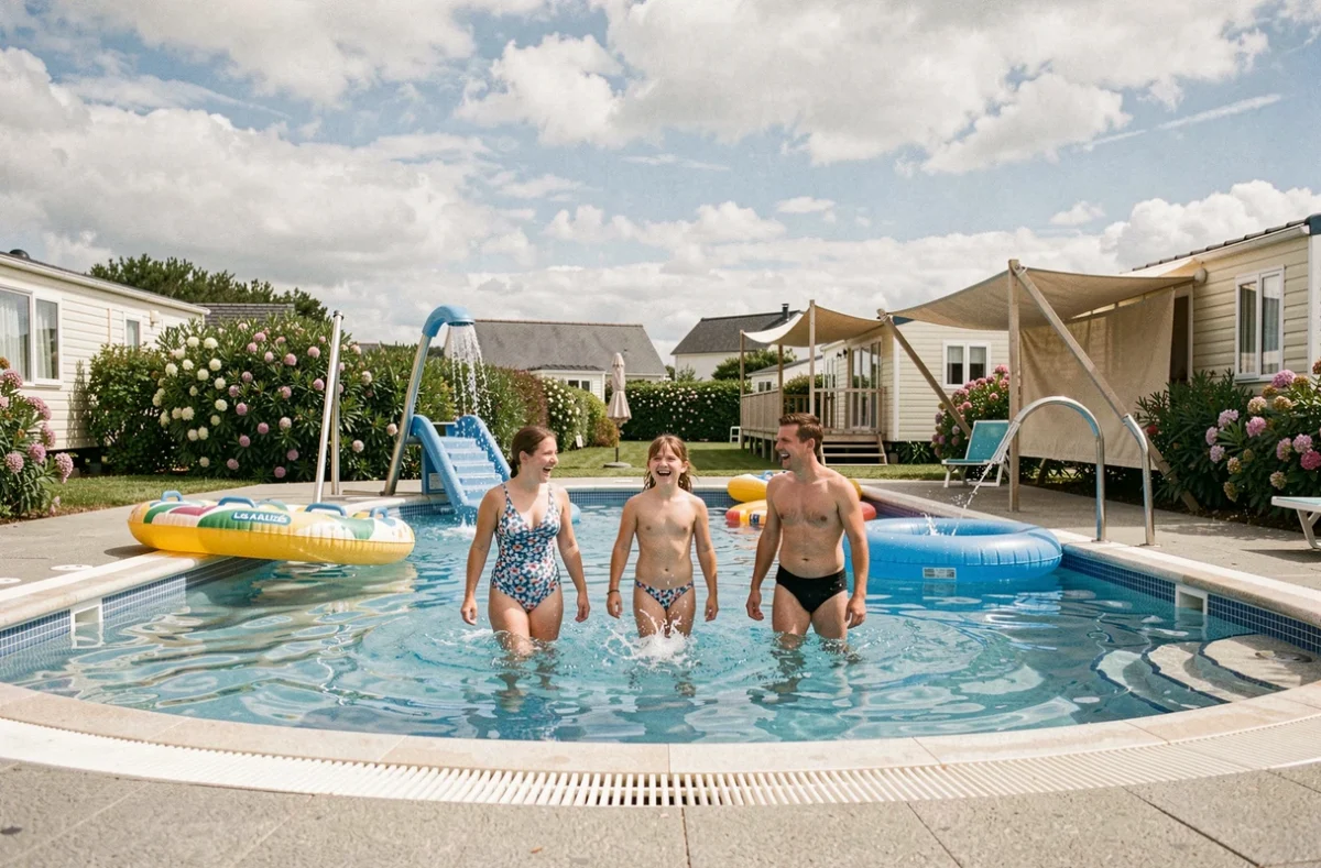 Piscine familiale du camping Les Alizés près de Lannion-Trébeurden en Côtes-d'Armor