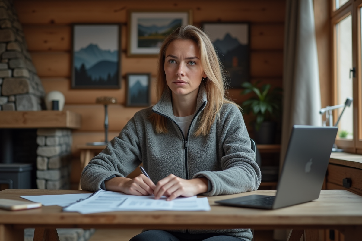 Femme préparant ses papiers d