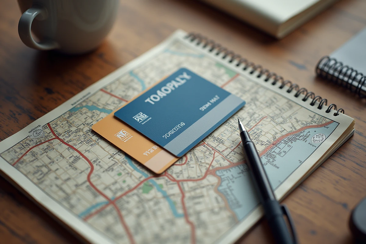 Flat lay d'un pass BVG, d'un billet de musée et d'un plan de Berlin sur une table en bois pour préparer une visite de l'Île des Musées