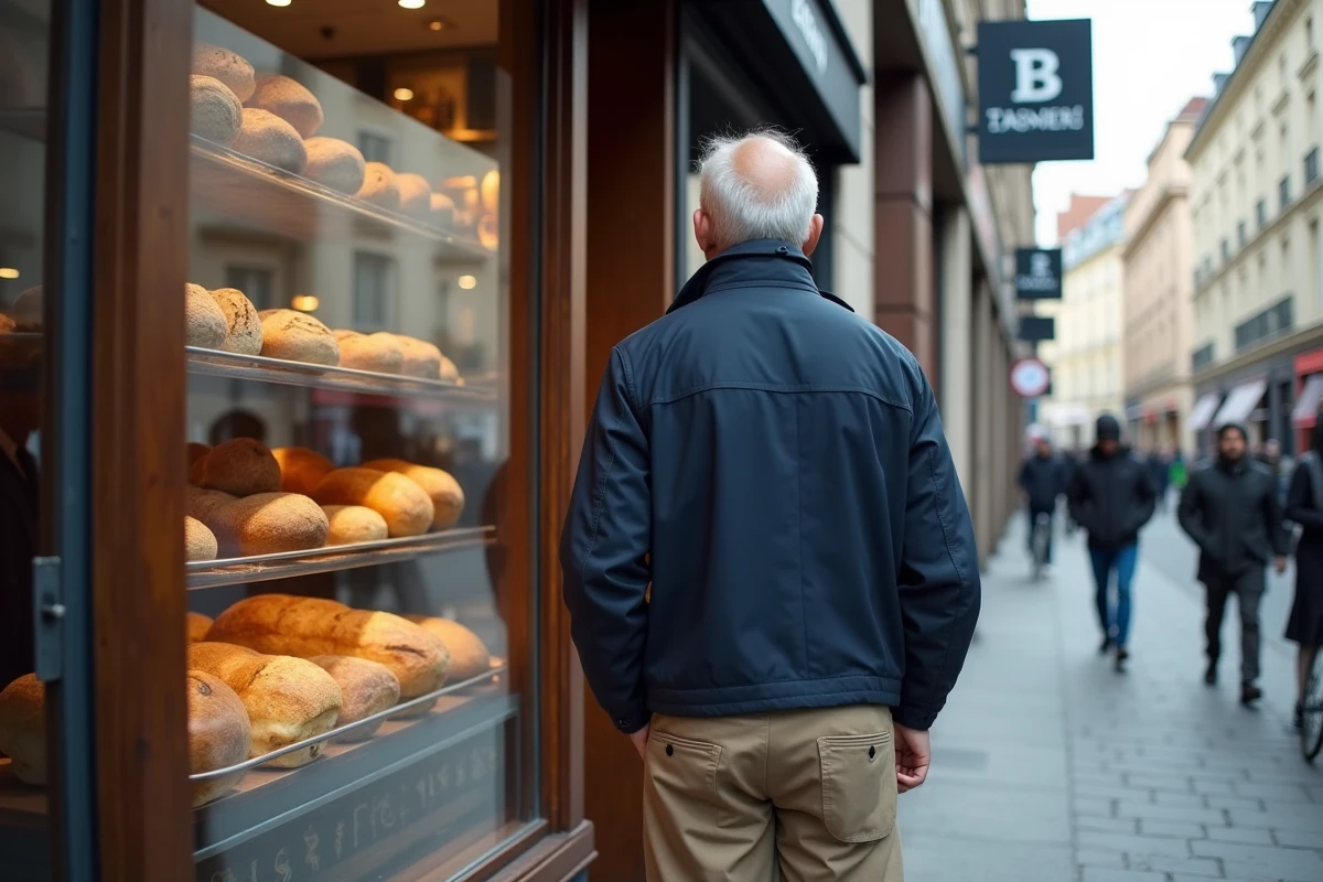 Homme regardant la vitrine d
