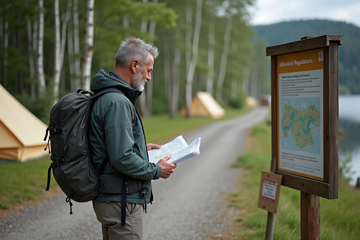 Homme lisant panneau d