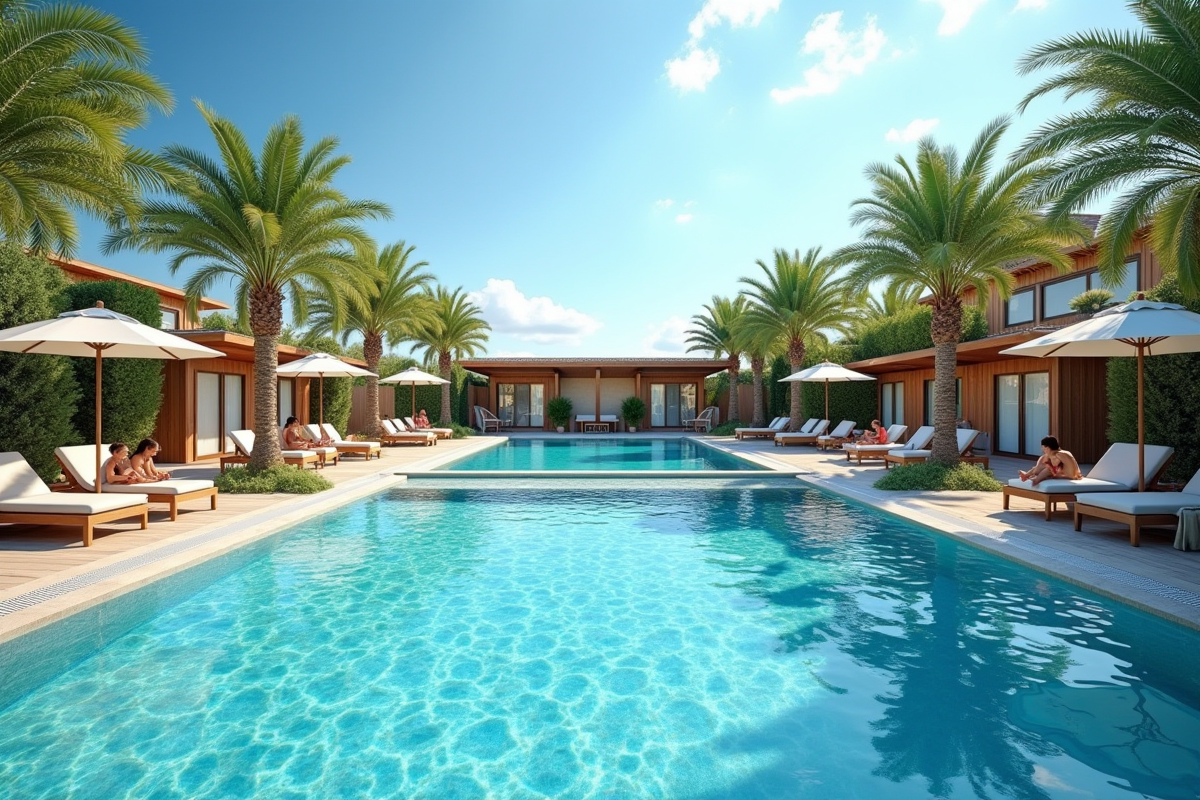 Piscine haut de gamme et espace spa au camping cinq étoiles